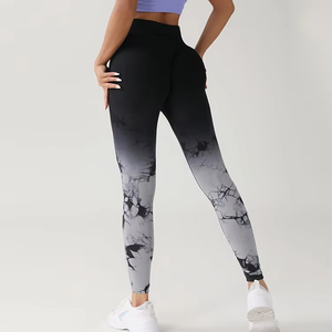 Pantalones de Yoga Tie Dye Sólidos al por Mayor, Leggings Deportivos Sin Costuras de Cintura Media con Efecto Push-Up, Ropa de Gimnasio para Mujer - Product Image 1