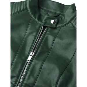 Chaquetas de cuero para mujer, color verde, con logo personalizado impreso, hechas a mano, profesionales, cómodas y a la moda. - Product Image 5