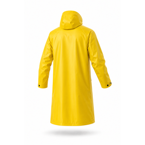 <b>Men's</b> Yellow Hooded Waterproof Long Coat Long Sleeve Button Front <b>Raincoat</b> Outerwear - Product Image 2