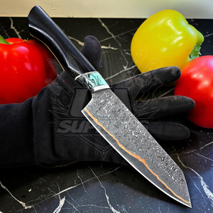 Couteau de chef de luxe en acier Damas cuivré, fabriqué à la main, couteau de cuisine professionnel, manche ergonomique ambidextre, finition haute brillance - Product Image 1