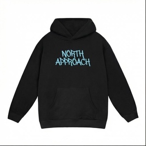 เสื้อฮู้ดดี้ผู้ชายทรงโอเวอร์ไซส์ สีดำ ผ้าฝ้ายเฟรนช์เทอร์รี่ สไตล์ลำลอง มีกระเป๋าหน้า ทรงปกติ สไตล์ฤดูใบไม้ร่วง - Product Image 1