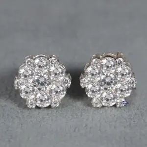 Brinco de prata esterlina 925 com diamantes para mulheres, simples, mas elegante, cultivado em laboratório, com clareza e design exclusivo VVS aprimorado