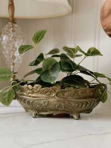 Panier de rangement rustique en tissu, bac rond en toile avec bordure en dentelle, imprimé feuilles botaniques, organisateur décoratif - Product Image 3
