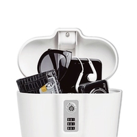 Caja Fuerte Portátil Personalizable con Cerradura de Llave, Uso Interior/Exterior, Viajes a la Playa, Marca ABA, ABS, Aleación de Zinc y Acero, Negro/Blanco, en Caja de Cartón