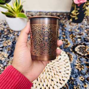 Hand Crafted Pure <b>Copper</b> Water <b>Cup</b>, Etched Luxury <b>Copper</b> Mug, <b>Copper</b> glass, Handmade <b>Copper</b> <b>Cup</b>, Ayurveda Benefits <b>Copper</b> Glass - Product Image 4