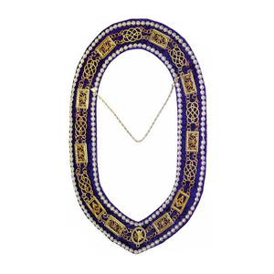 Factory Direct Freemason Ceremonial Neck Collar Purple Velvet Gold Filigree Emblems Rhinestone Edging Custom <b>Masonic</b> Regalia - Product Image 1