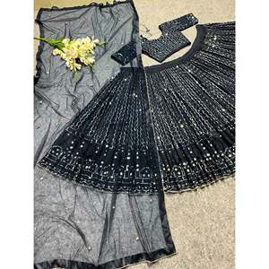 Broderie de créateur et travail séquentiel Lehenga Choli Party Wear vêtements indiens et pakistanais - Product Image 5