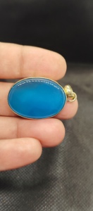 Accessoires de mode pour hommes et femmes, collier avec pendentif en onyx bleu naturel, artisanal, en laiton, bijoux de mode en gros - Product Image 5