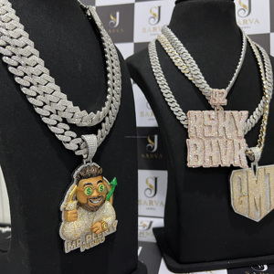 Collar con Colgante de Letra con Diamantes VVS Personalizado, Cadena con Incrustaciones, Plata 925 Chapada en Oro, Certificado IGI - Product Image 3