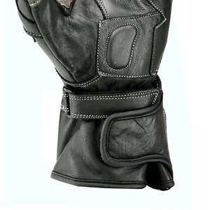 Guantes largos de moto de cuero natural de cabra anilinado con protección de nudillos aprobada por la CE. - Product Image 4