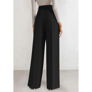 Pantalon de travail à jambes larges pour femmes, pantalon habillé taille haute, pantalon élégant décontracté pour le bureau - Product Image 3