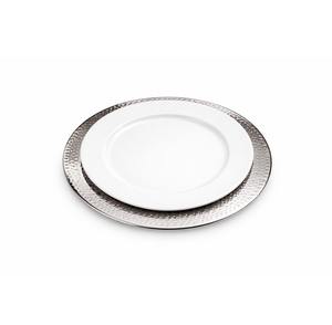 Assiette de Présentation de Luxe en Acier Inoxydable avec Bord Martelé Argenté – Assiette de Table pour Mariages, Événements et Hôtels - Product Image 2