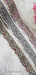 Dentelles brodées multicolores de qualité supérieure pour vêtements, saris, dupattas, artisanat, vente en gros, export, approvisionnement de qualité - Product Image 3