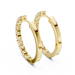 Juego de Aretes de Aro Simples en Oro Amarillo de 18 Quilates con Baño de Rodio, Diamantes Cultivados en Laboratorio de 0.6CT, Certificados por IGI, Lujosos para Uso Diario y Eventos Glamurosos - Product Image 3