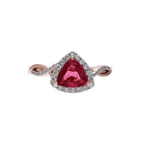 Anillo de Turmalina Rosa con Corte Trillón, Plata de Ley 925, Chapado en Oro Amarillo de 14K, Joyería Clásica de Lujo Hecha a Mano, Regalo para Mujer - Product Image 2