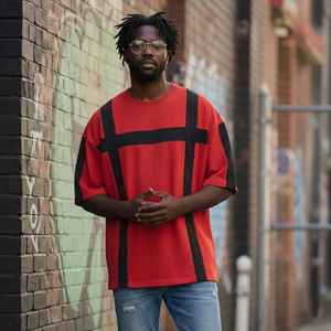 New Fashionable Boxy Fit Men's 180g Heavyweight 100% Cotton Oversized Drop Shoulder T-shirt Custom Logo Digital Printing <b>Hip</b> Hop - Product Image 5