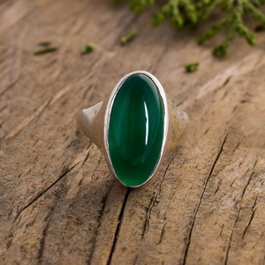 Natural Green Onyx Oval Cabochon Signet <b>Ring</b> for <b>Men</b> Handmade Custom 925 Sterling Silver Gemstone <b>Ring</b> - Product Image 4