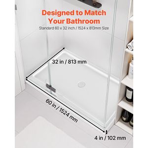 Piatto Doccia Rettangolare in Acrilico PVC Bianco 152x81 cm con Soglia Singola e Funzione Antiscivolo per Uso Interno - Product Image 2