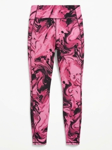 <b>Pink</b> Marble Seamless Breathable Thick <b>Women</b> <b>Leggings</b> High Waist Stretch Yoga Pants Workout Gym Full Length Activewear - Product Image 1