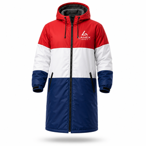 Chaqueta Parka Larga Personalizada con la Bandera de Holanda, Impermeable, Cortavientos, con Capucha y Forro Polar, para Cambiarse en la Playa, Natación y Surf - Product Image 2