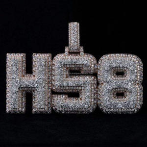 Collar de Lujo Personalizado con Letra HSB, Estilo Hip Hop, con Incrustaciones de Diamantes Cultivados en Laboratorio, Colgante con Inicial Personalizada, en Rodio, Oro y Plata de Ley - Product Image 1