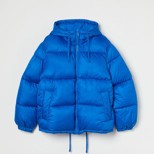 2026 Trending Women's Blue Hooded Puffer Jacket Full <b>Sleeve</b> Zipper Closure Solid Color Winter Warm Down Coat Casual Outerwear - Product Image 1