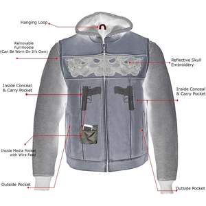 Chaleco 2 en 1 de Cuero MLM3563 para Hombre, Modelo 2025, con Calaveras Reflectantes, Negro, para Motociclismo y Automovilismo, con Capucha Desmontable - Product Image 2