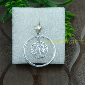 Collier pendentif rond vintage Arbre de Vie, fait main, bijou cadeau pour femme, pendentif Arbre, bijoux en argent 925 - Product Image 3