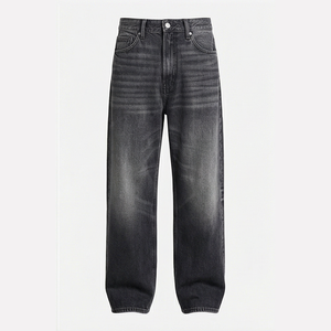 Jean en denim coupe droite délavé foncé pour homme, taille haute, coupe classique, en coton, style décontracté, pantalon d'automne - Product Image 6