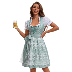 Disfraz de Dirndl para Mujer, Estilo Bávaro Tradicional Alemán, para Oktoberfest, Fiesta, Vestido de Poliéster, Estilo Cine y Televisión, de Lujo - Product Image 1