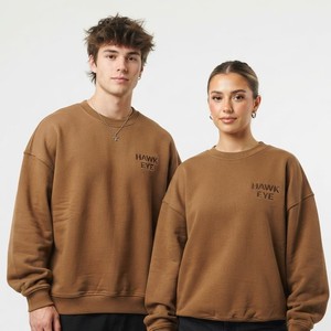 Sweat-shirt unisexe tendance pour femme, couleur unie, coupe oversize, en coton épais, col rond, fabricant OEM ODM - Product Image 1