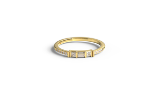 Minimalist 18K Gold Diamond <b>Ring</b> Dainty Baguette Princess Cut <b>Stacking</b> Round Diamond Wedding Band Fine Jewelry for Women - Product Image 1