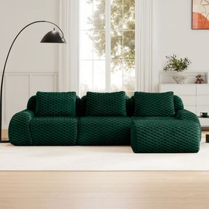 Divano componibile moderno a L in tessuto flanella, 3 posti, senza struttura, con seduta profonda, per soggiorno - Product Image 2