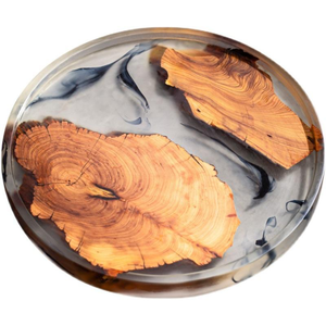 Modern Zen-Inspired Thuja Ink-Style Dry <b>Tea</b> <b>Tray</b> Simple Multi-Functional Household Heat Insulation Pot Holder Resin Wood - Product Image 3