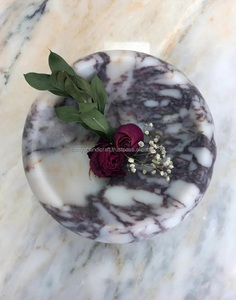 Bandeja de mármol de Calacatta, cuencos decorativos de mármol blanco, pizarra pulida para decoración de interiores con diseño de volantes ondulados - Product Image 2