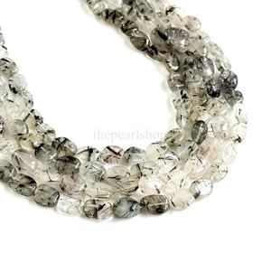Natural Black Rutilated Quartz <b>Beads</b> Smooth Oval 7x10mm Black Rutile Gemstone <b>Beads</b> For Jewelry Making Crafts Wholesale Loose - Product Image 2