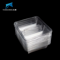 Emballage alimentaire en plastique rectangulaire transparent en PET, matériaux recyclés écologiques personnalisés, 2 plateaux divisés pour les frites