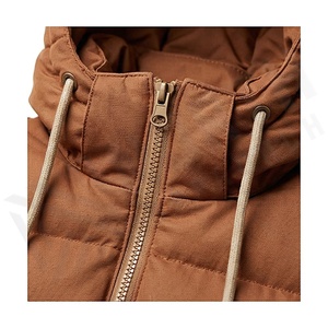 Hooded Quilted Waterproof <b>Bubble</b> Jacket Black Full Sleeve Winter Windproof Cotton Shell Knitted Fabric Polyester Filling Stand - Product Image 4