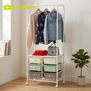 Clothing Organizer <b>Storage</b> Cart with 6 <b>Drawers</b> Metal Rack for Wardrobe Minimalist Design Standing Type Multifunctional - Product Image 4