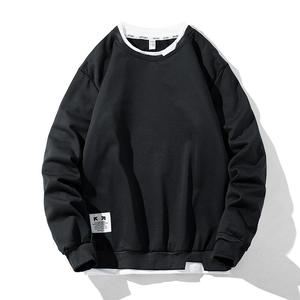 Custom StreetWear Blank Pullover Double Rib Sweatshirt Nylon/Cotton Plain <b>Thick</b> Crew Neck for Men Spring Embroidered - Product Image 3