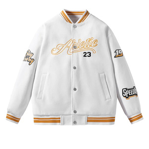 Diseño personalizado Varsity Letterman chaqueta de béisbol de los hombres de invierno de lana de tela con capucha bordado Collage Reversible-Chaqueta del equipo del hombre - Product Image 2