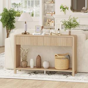 Modern Iron Finish <b>Sofa</b> Table with Ribbed Texture and Rounded Edges Minimalist Living Room Furniture for Hotel Use - Product Image 4