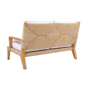 Sillón de Exterior con Asiento de Mimbre Acolchado, Sofá de Patio con Estructura de Madera, Sillón de Descanso para Jardín, Villa u Hotel - Product Image 4