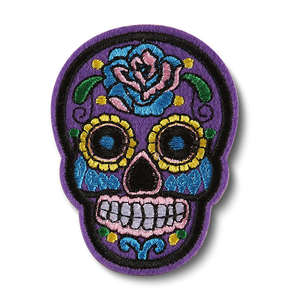Parche Bordado Termoadhesivo de Calavera de Azúcar Estilo Punk Mexicano del Día de Muertos - Product Image 1