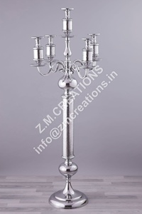 Candélabre moderne Candélabre argenté de luxe 5 bras Bougeoir en métal debout au sol Mariage Noël Décoration de la maison disponible - Product Image 2
