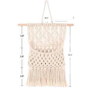 Macrame Treo Tường Tạp Chí Chủ Sở Hữu Boho Macrame Treo Tường Cho Chữ Cái, Bưu Thiếp, Báo