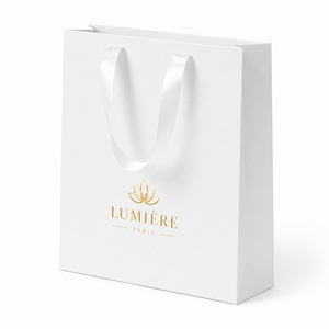 Sac de shopping de luxe en papier recyclé blanc, imprimé sur mesure, avec poignées torsadées, pour emballage cadeau de boutiques et cadeaux de détail - Product Image 2