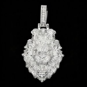 Pendentif Tête de Lion Iced Out en Moissanite VVS1 Couleur D, Bijou Statement Animalier de Luxe Hip Hop - Product Image 2