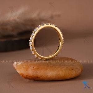Cut Lab-Grown Diamond Minimalist Eternity Band Solid Yellow Gold | Classic Bridal <b>Stacking</b> <b>Ring</b> | Wedding Anniversary Band KRUP - Product Image 2
