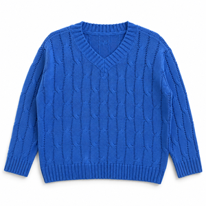 Suéter de Punto Jacquard con Cuello en V para Mujer, Top de Punto de Manga Larga para Invierno |   Fabricante OEM ODM Bangladesh - Product Image 3